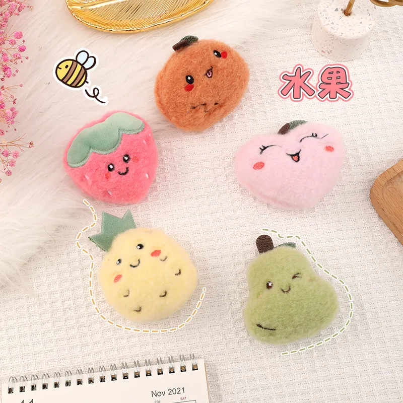

Cartoon cute Plush fruit pear tangerinr Pins and Brooches for Pin Backpack Bags clothing coat hat DIY decorate Badge Kids Gifts