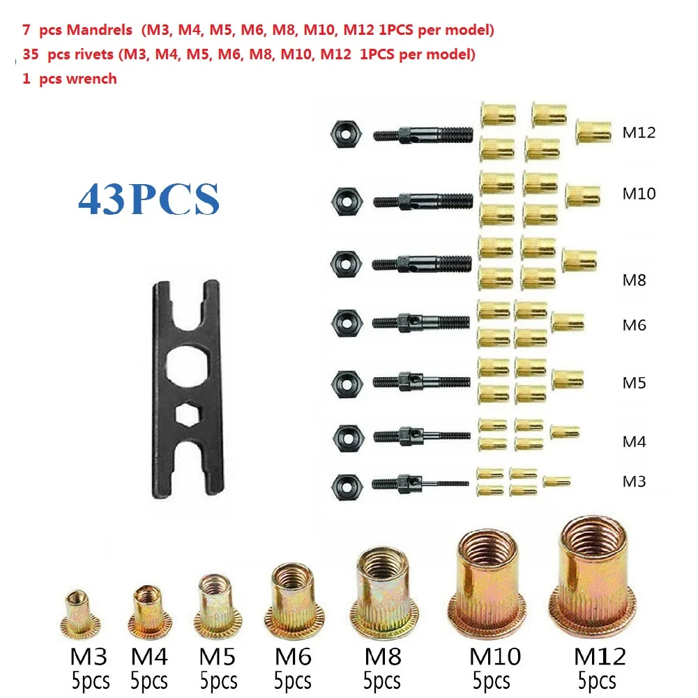 

Riveting Tool Kit Rivet Nuts Thread Setting Tool Nutsert M3 M4 M5 M6 M8 M10 M12