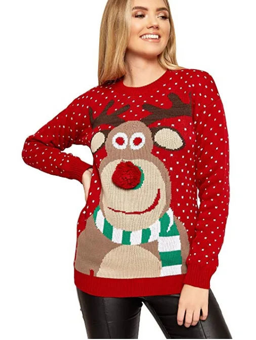 Women Ugly Christmas Sweater Hot Deer Knitted New Long Sleeve Jumper Tops O-Neck Santa Claus Fashion Blouse | Женская одежда