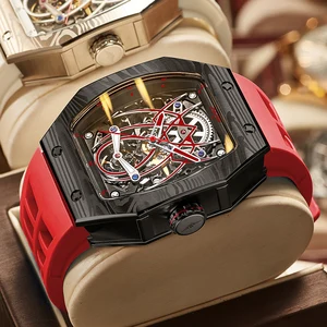 JINLERY Tonneau Richard Men's Watch Spider Edition Automatic Mechanical Movement Watch for Men Luxur