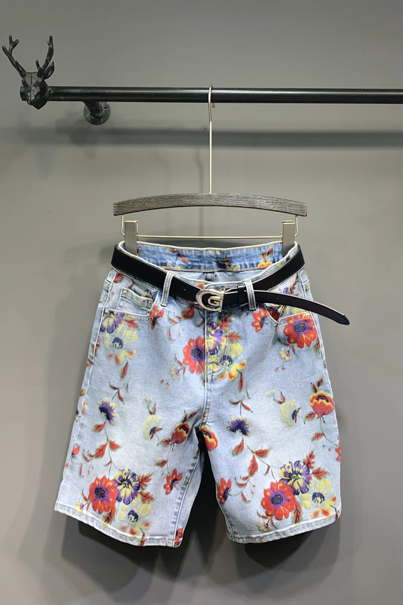 

Shorts Jeans High-Waist Floral Femme Summer Denim Woman Mujer Casua DM001