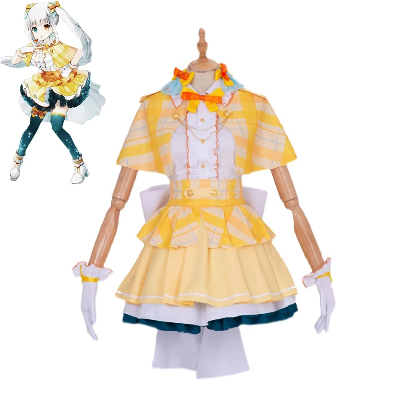 

VTuber Kagura Mea Cosplay Costumes Women Fancy Yellow Dancing Dress Party Suit Halloween Carnival Uniforms Custom Made