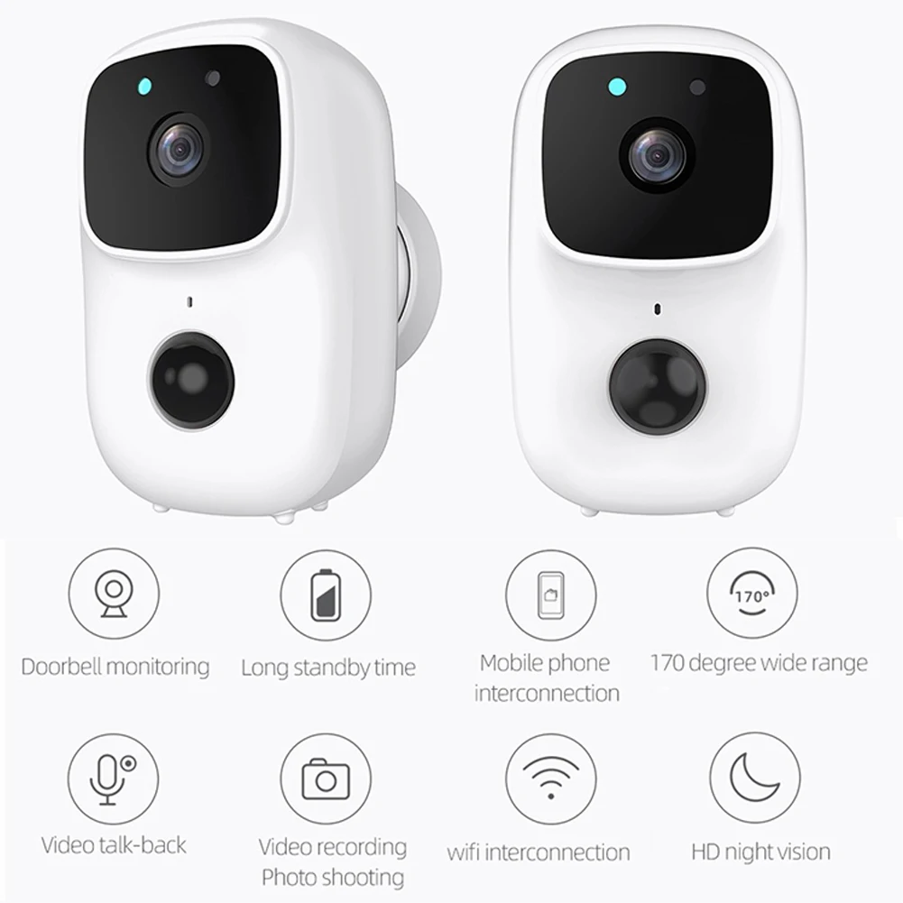 

Wireless Camera B90 WiFi Smart Video Doorbell Camera PIR Night Vision Visual Recording Security Door Bell Monitor Support Tuya