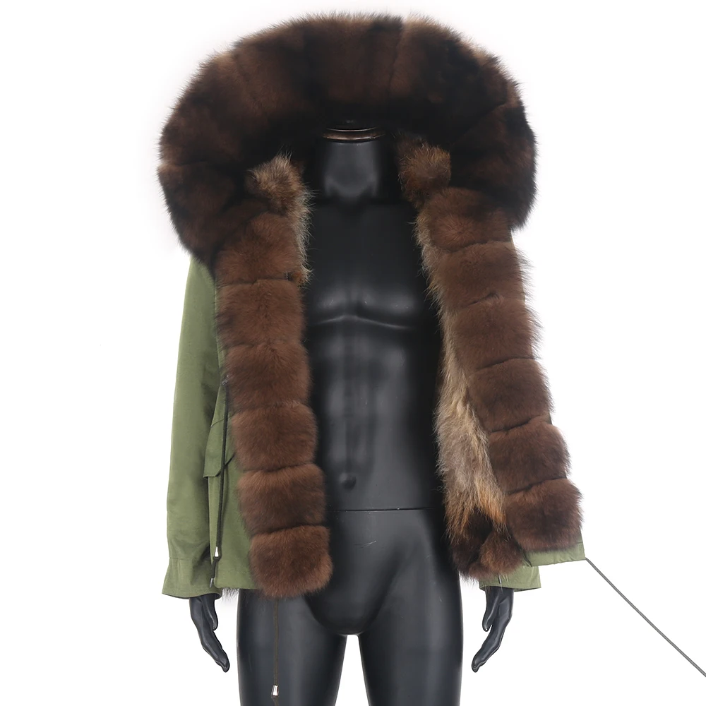 Мужская зимняя парка со съемным мехом енота и лисы размеры до 7XL