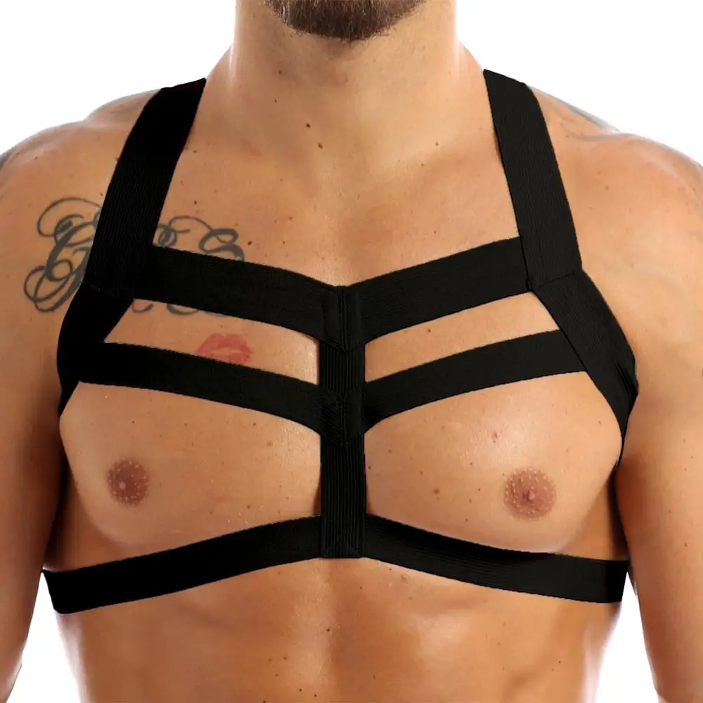 

Harness Straps Body Bondage Costume Elastic Mens Sexy Lingerie Men Nightclub Erotic Hollow Out Performance Costume Clothing