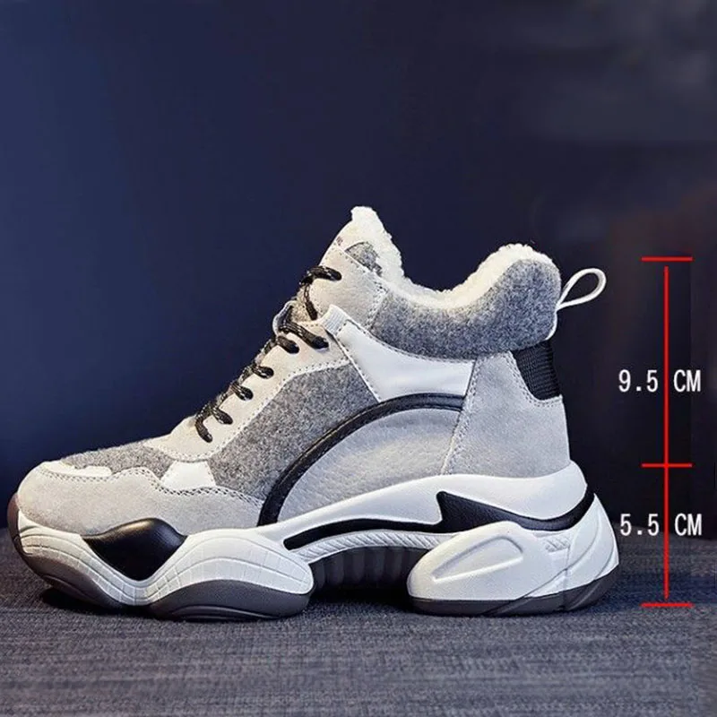 Rimocy/женские зимние кроссовки Теплая обувь из флока женская на плоской массивной