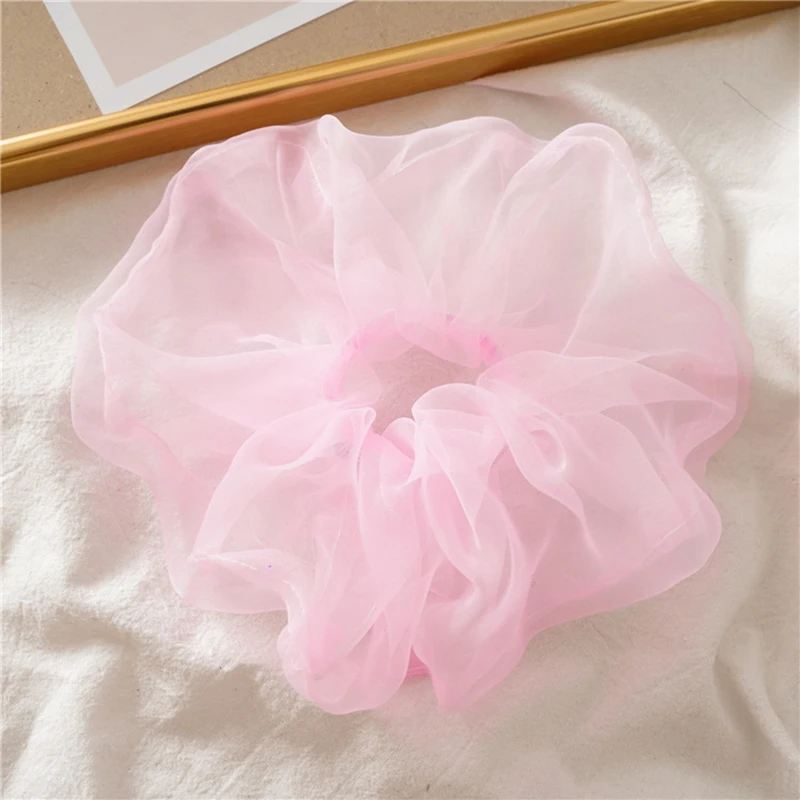 

Korea Chic Organza Hair Scrunchies Thin Mesh Hair Tie Hair Rope Elastic Hair Bands Oversized Hair Ring Solid Hair Accessories