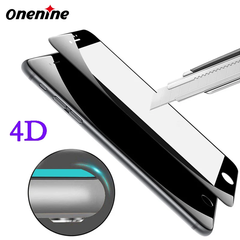 4D закаленное стекло с резьбой Защитная пленка для iPhone 7 8 Plus 3D 9H углеродное волокно