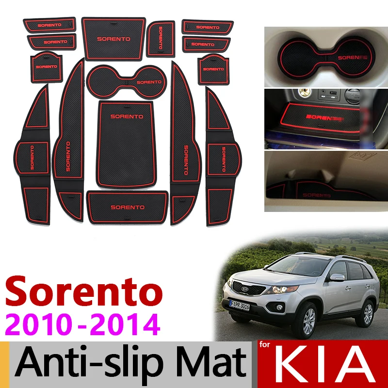 Противоскользящий слот для ворот коврик резиновая подставка для KIA Sorento XM 2010 2011 2012 2013 Kia Sorento R 2010- аксессуары наклейки