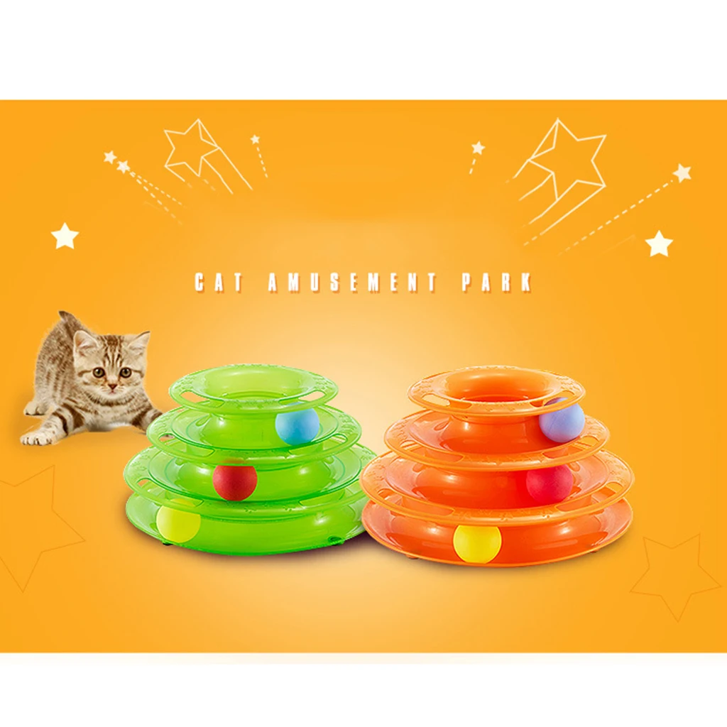 

Cute Pet Amusement Trilaminar Toys Crazy 3 Ball Disk Cat Interactive Plate Toy for Cat Kitten or Dog ABS Material