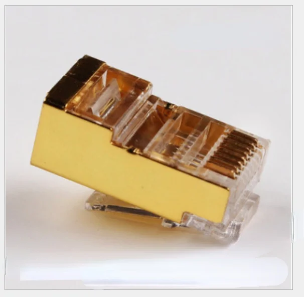 

5PCS 8P 8C Copper Case Gold-plated Super Class V Shielded 8-core Crystal Head RJ45 Copper Anti-interference Network Adapter