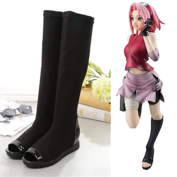 Janpanese Anime Shippuden Haruno Sakura Cosplay Shoes Boots Customized Size Halloween Party For Women Girls Black 1