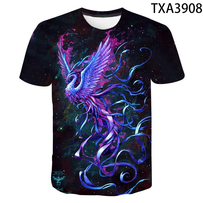 

New Summer Phoenix Printed 3D T-shirt Men Women Children Summer Cool Tee Tops Male Streetwear Cool T Shirt Boy girl Kids