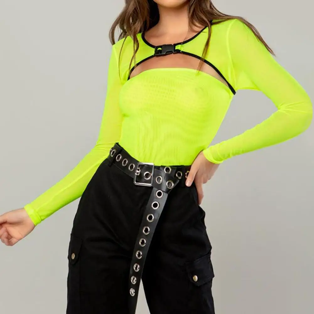 Сетчатый комбинированный женский комбинезон сексуальный полый флуоресцентный