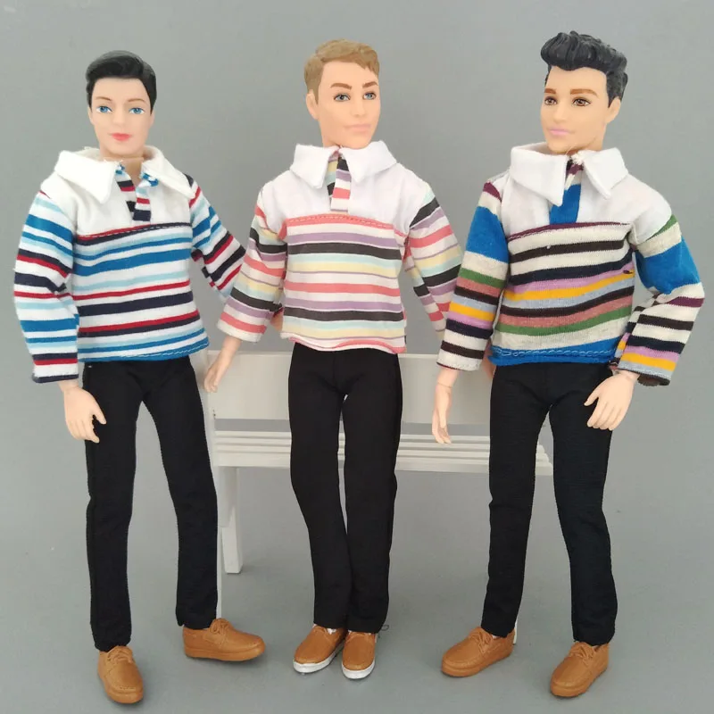 

1SET 1:6 Boy Doll Clothes For Ken Doll Colorful Striped Shirt & Trousers Pants Clothes For Barbie's Boyfriend Ken Prince Doll