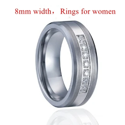 8mm ring for women Высокое качество Love Alliance ювелирные изделия из карбид вольфрама cz обручальные кольца набор для пар мужчин и женщин подарки серебряный цвет без ржавчины - Цвет основного камня: 8mm ring for women