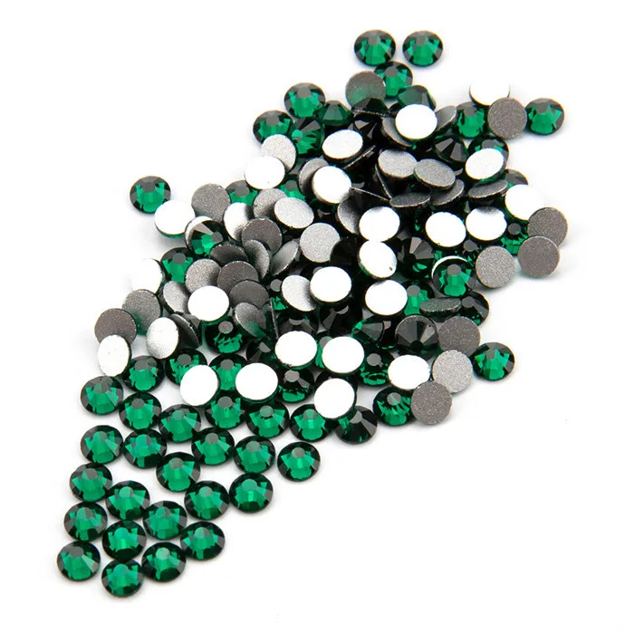 EMERALD Стразы высшего качества без горячей фиксации, SS3-SS40, все размеры AB/прозрачные разноцветные стеклянные хрустальные камни для украшения одежды - Цвет: EMERALD