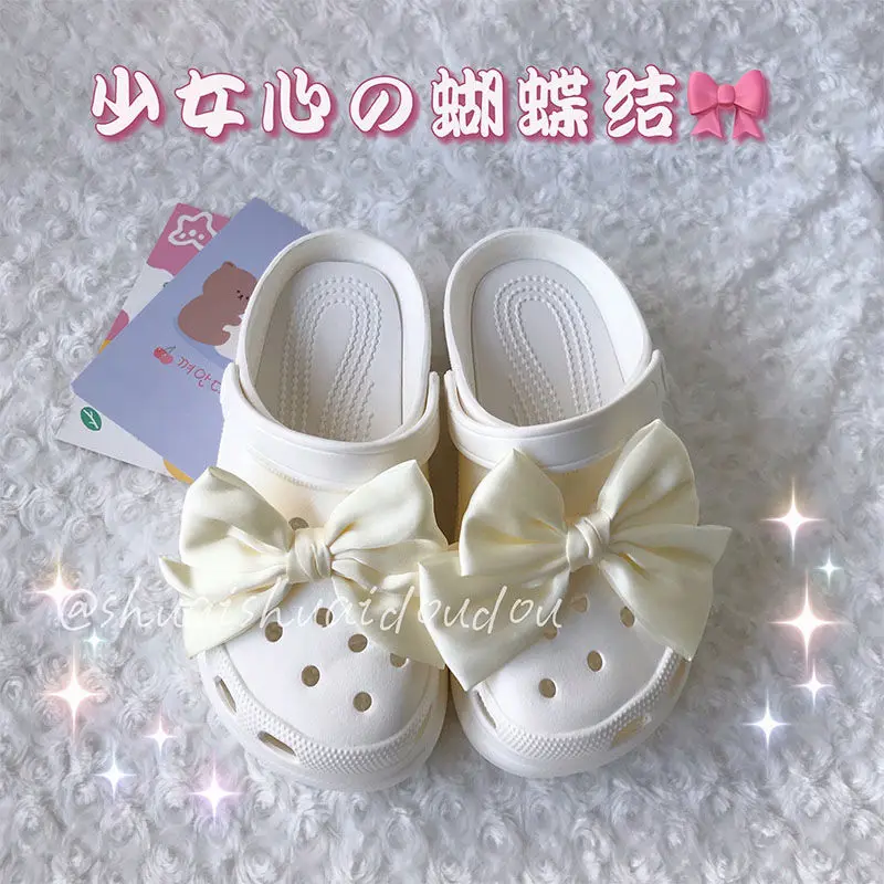 

Bow-knot Croc DIY Charms Shoe Decorations Wing Clogs Women Shoe Buckle Hight Quality and Fashion Croc Decoration White Pink