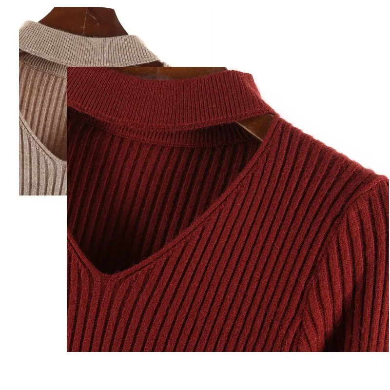 

NEW Sexy Winter Knitted Sweater V Neck Cashmere Sweater Female Women Sweaters Pullovers Autumn Long Sleeve Sweater free shipping