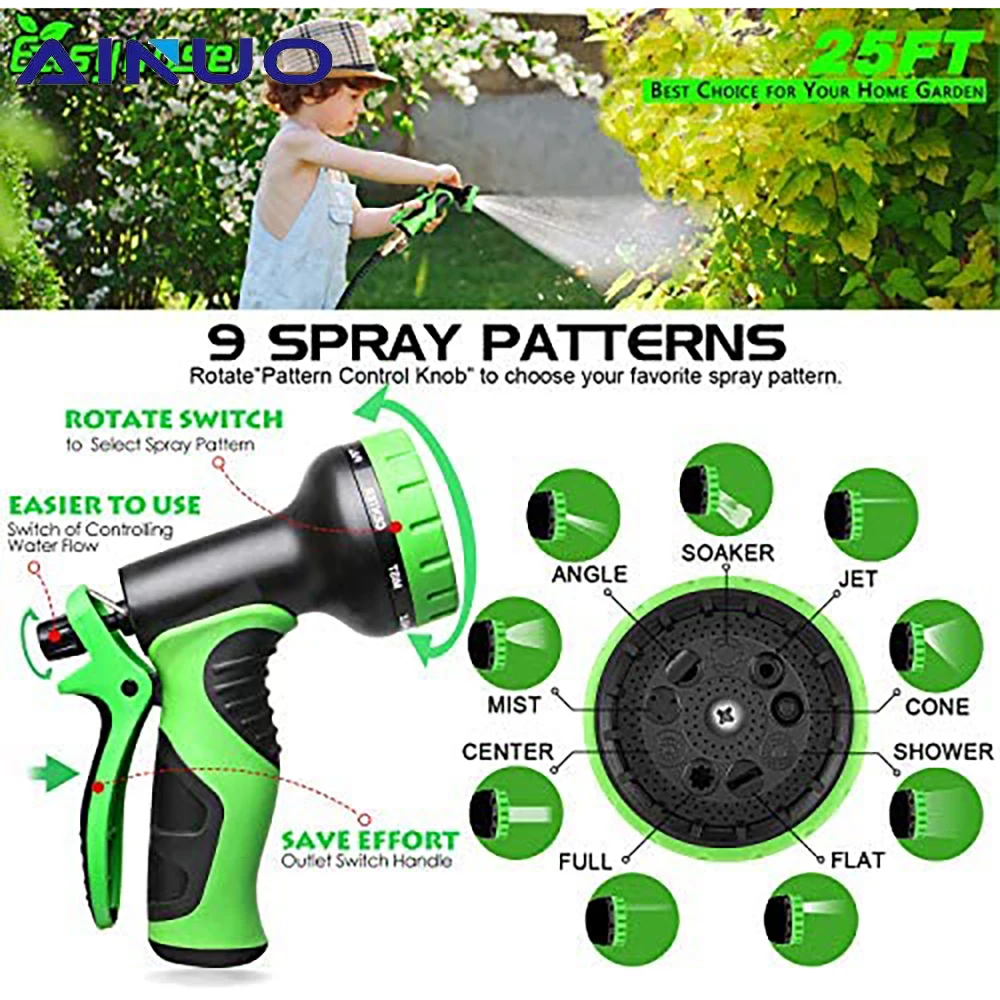 

Portable Adjustable Garden Hose High Pressure Gun Sprinkler Nozzle Water Spray Gun Car Wash Hose Garden Home Water Gun Nozzle