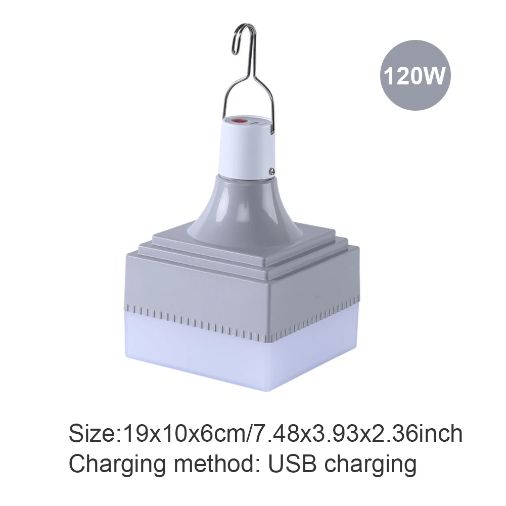 

USB Rechargeable LED Bulb Camping Lantern Lamp Square With Hanging Hook Cable For Gerden Balcony Terrace Barbecue 30W+USB