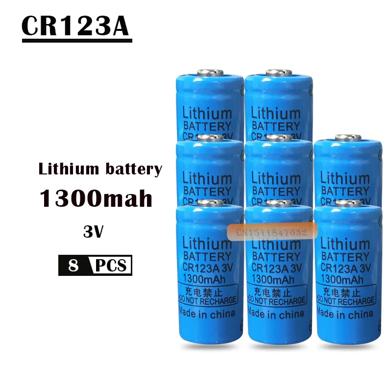 8 шт. 3В CR123A ячейка литиевой батареи 1300 мА/ч, CR123 CR17335 CR17345 16340 LiMnO2 сухая Первичная батарея для камеры