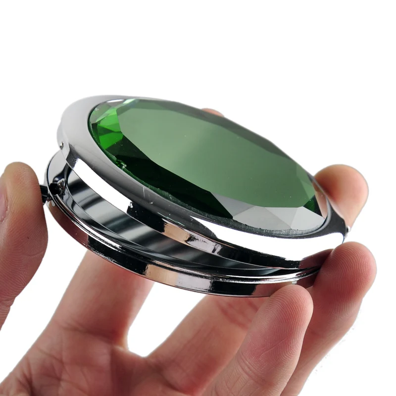 

Makeup Mirror Fold Round Crystal Engraved Metal Pocket Cosmetic Compact Mirror Portable Cute Espelho De Bolso Personalized