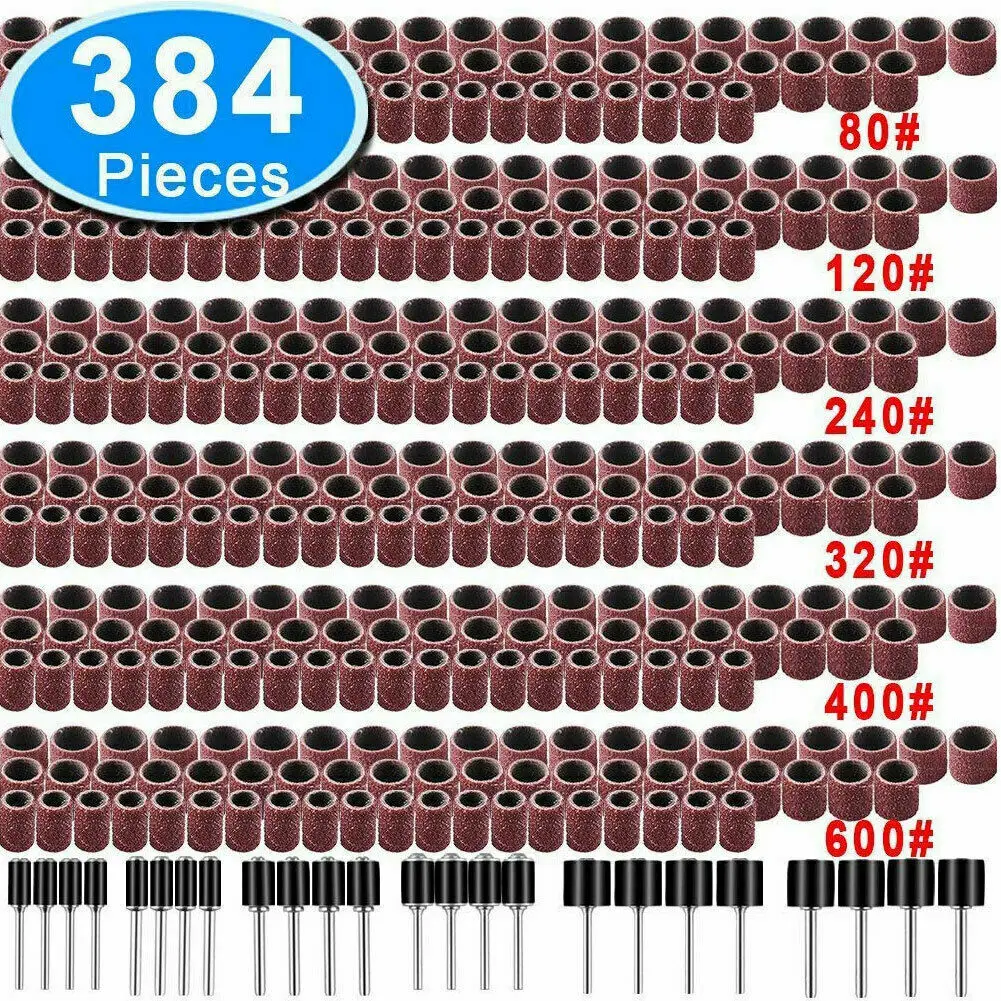 

384 Pcs Drum Sanding Kit For Nail Drill Bits Dremel Accessories Rotary Tool Set