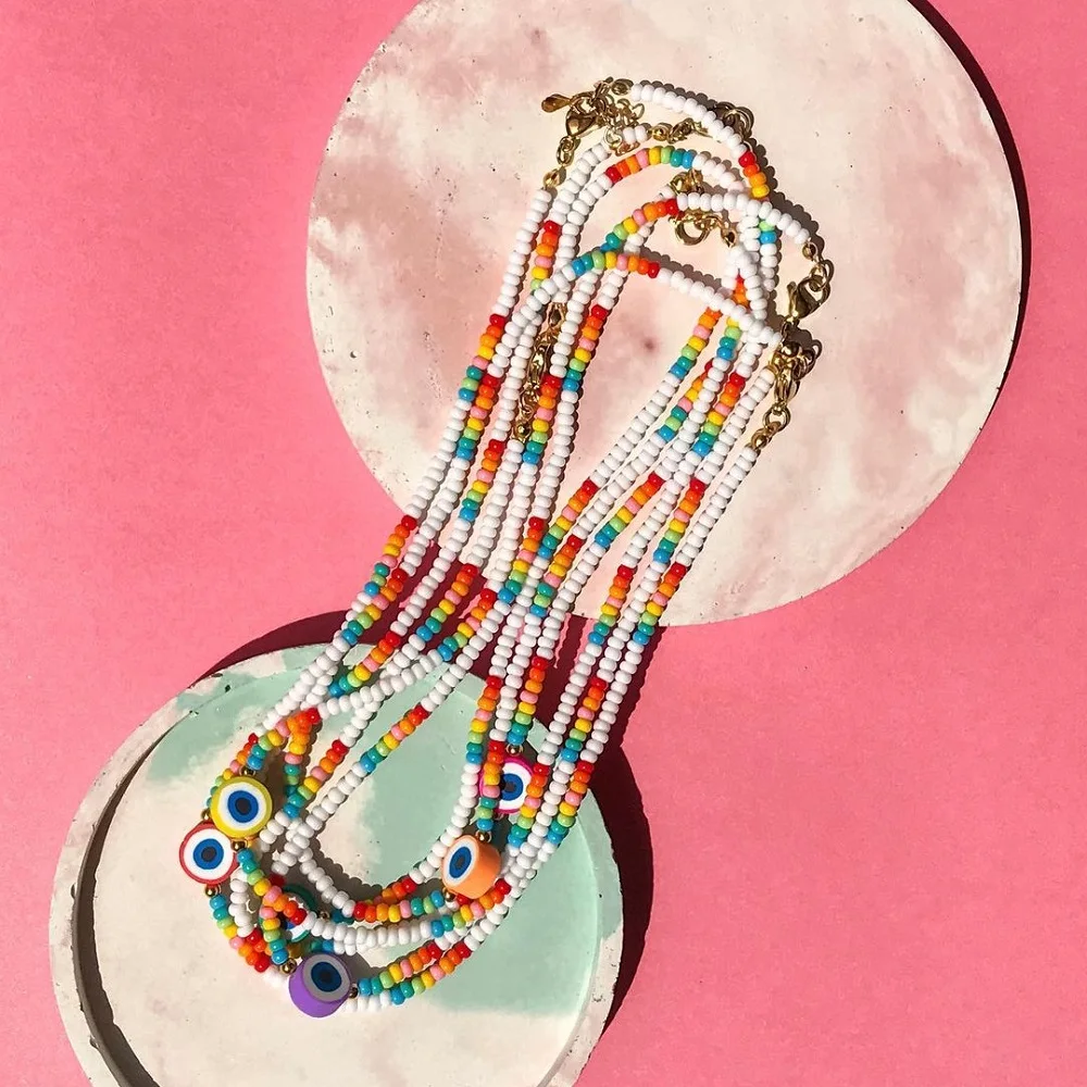 Женское колье с бисером в богемном стиле | Украшения и аксессуары