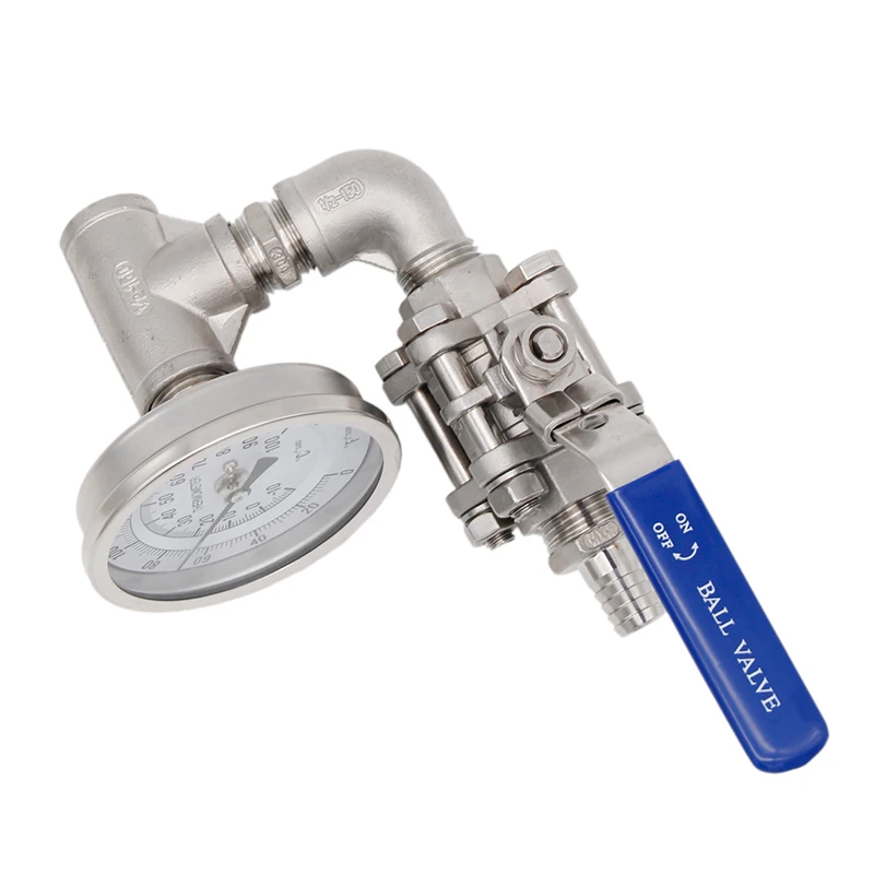 Линейный термометр 1/2 дюйма и шаровой клапан 3 шт. противопоточный охладитель
