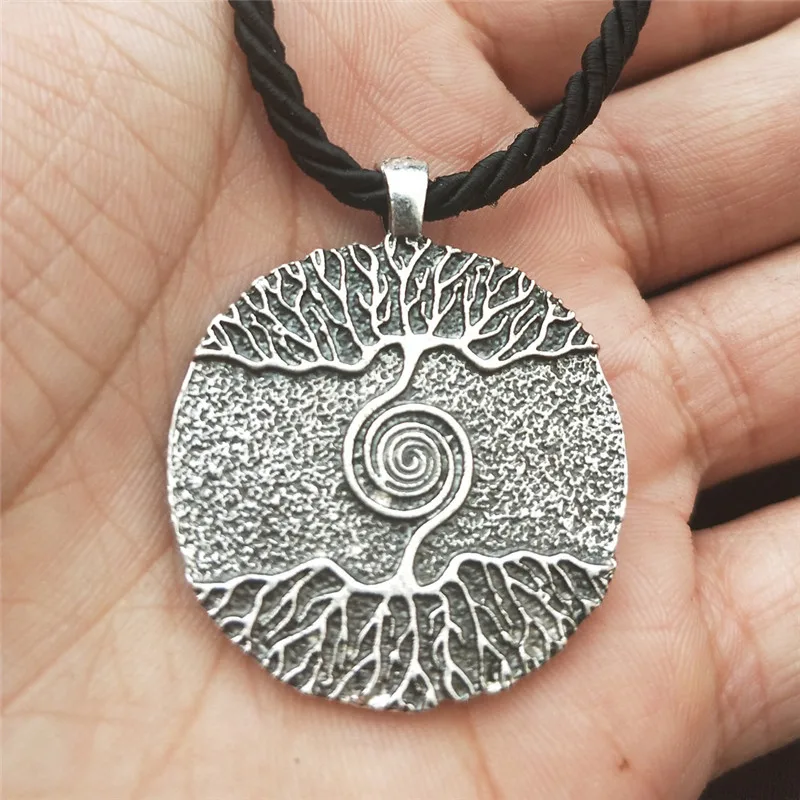 Cotton Chain Silver WICCA Дерево жизни Yggdrasil World Tree Шарм Северный талисман амулет викинга языческий кулон ожерелье Мужская Женская бижутерия - Окраска металла: Cotton Chain Silver