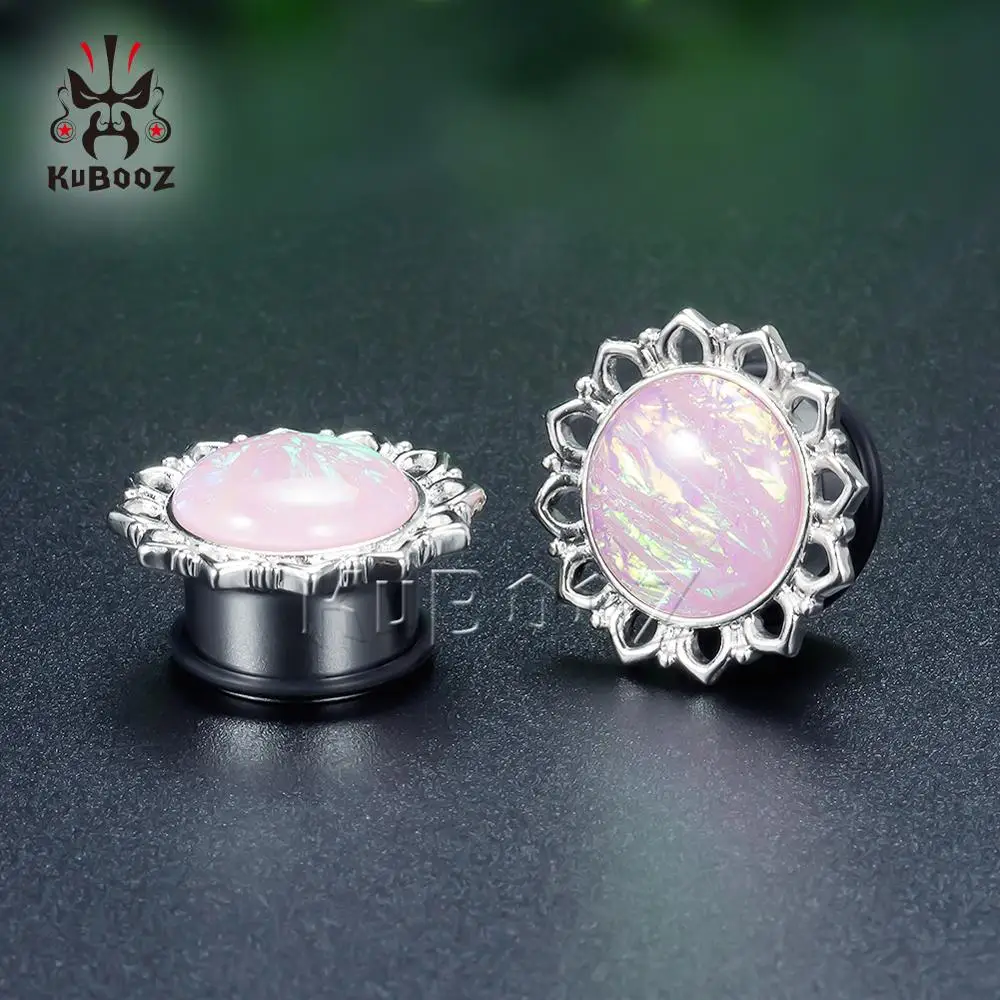 Оптовая цена для женщин цветок Форма розовый опал пирсинг уха из нержавеющей