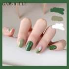 GAM-BELLE Летний зеленый граффити Золотая фольга поддельные ногти французский квадрат полное покрытие ложный пресс на ногти украшение Сделай Сам Маникюрный Инструмент