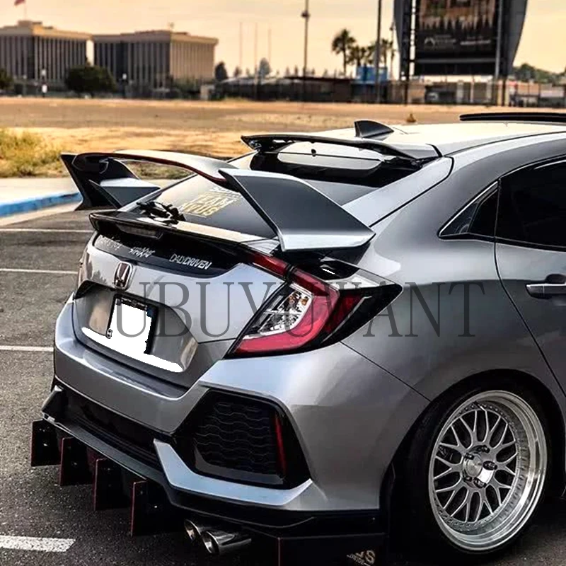Car Accessories For Honda CIVIC Hatchback Spoiler ABS Plastic Primer Color Rear Trunk Boot Wing Lip Spoiler