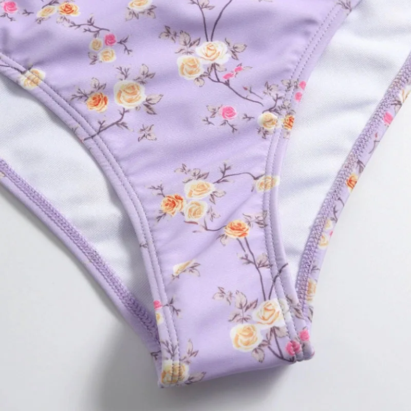 

Swimsuit ladies 2021 new sexy bikini swimsuit ladies all-in-one swimsuit ruffle print bikini suit sports beach swimsuit