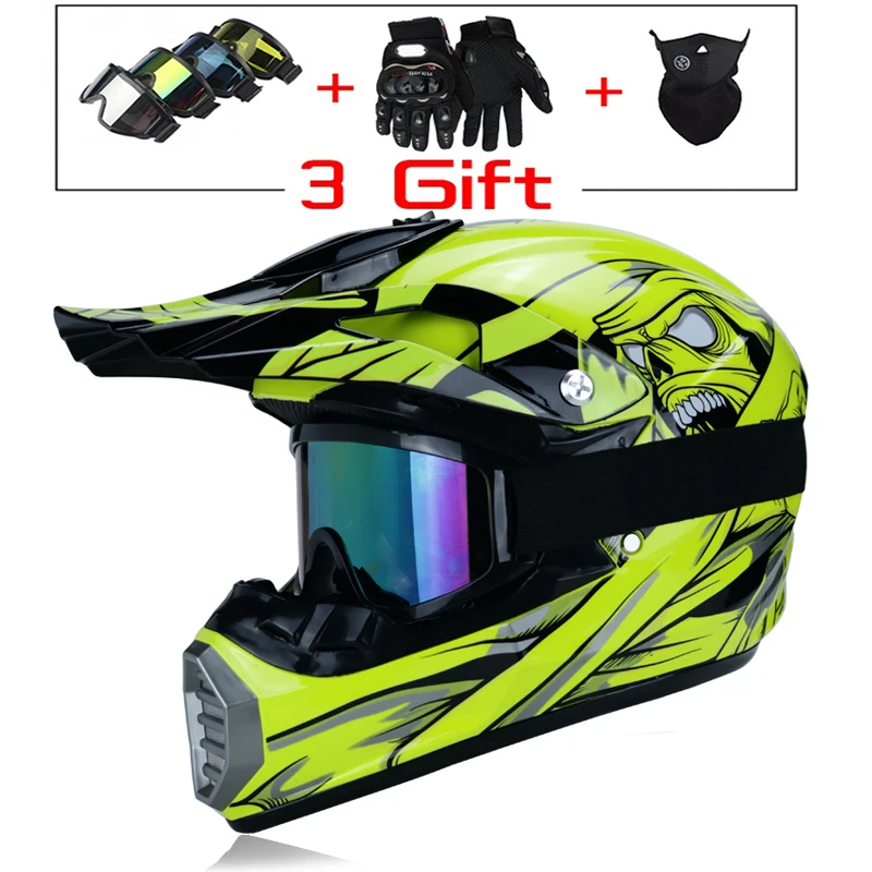 

Cross country motorcycle helmet for adult motorcycle, ATV racing helmet, double peak descent, MTB DH cross, glasses, gloves and