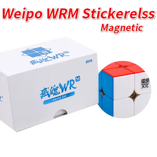 WRM Stickerless MOYU Weipo WRM Магнитный 2x2x2 волшебный скоростной кубик без наклеек Weipo WR M карманные кубики профессиональные магниты головоломка Cubo magico 2x2 - Цвет: WRM Stickerless