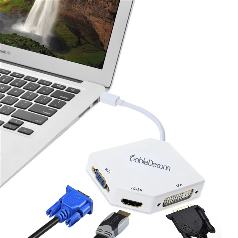 Док станция Thunderbolt 2 хаб мини порт дисплея к Hdmi Vga Dvi адаптер 3 в 1 многопортовый