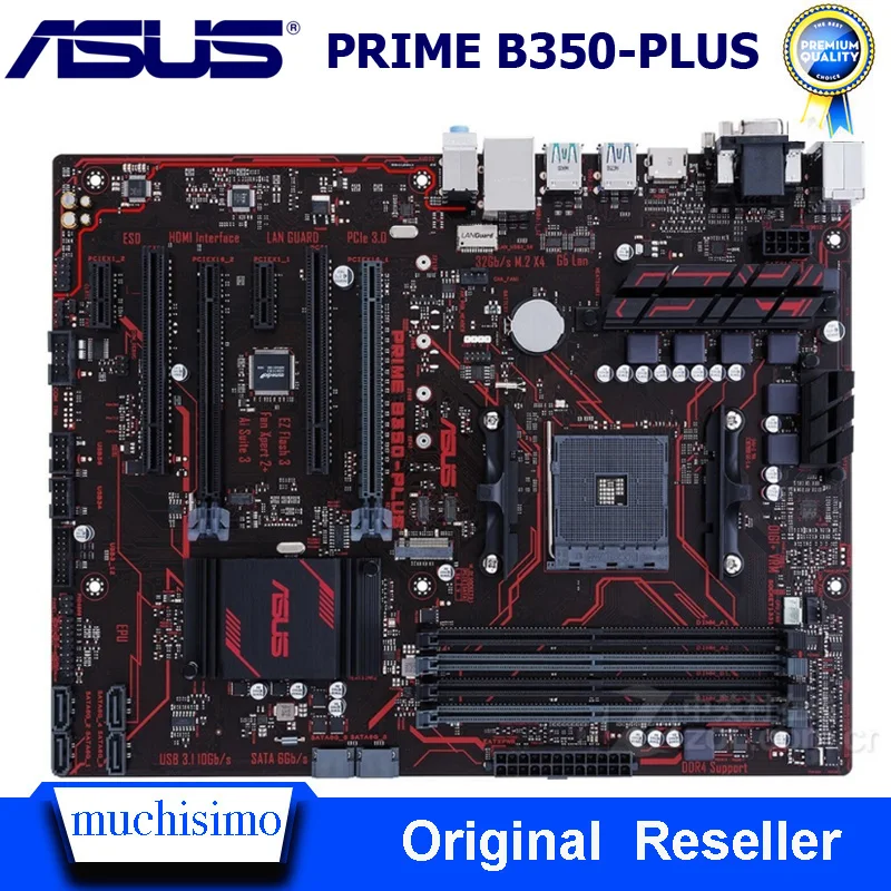 Разъем AM4 DDR4 Материнская плата ASUS PRIME B350 PLUS системная AMD 64 Гб PCI E 3 0 USB3.1 M.2