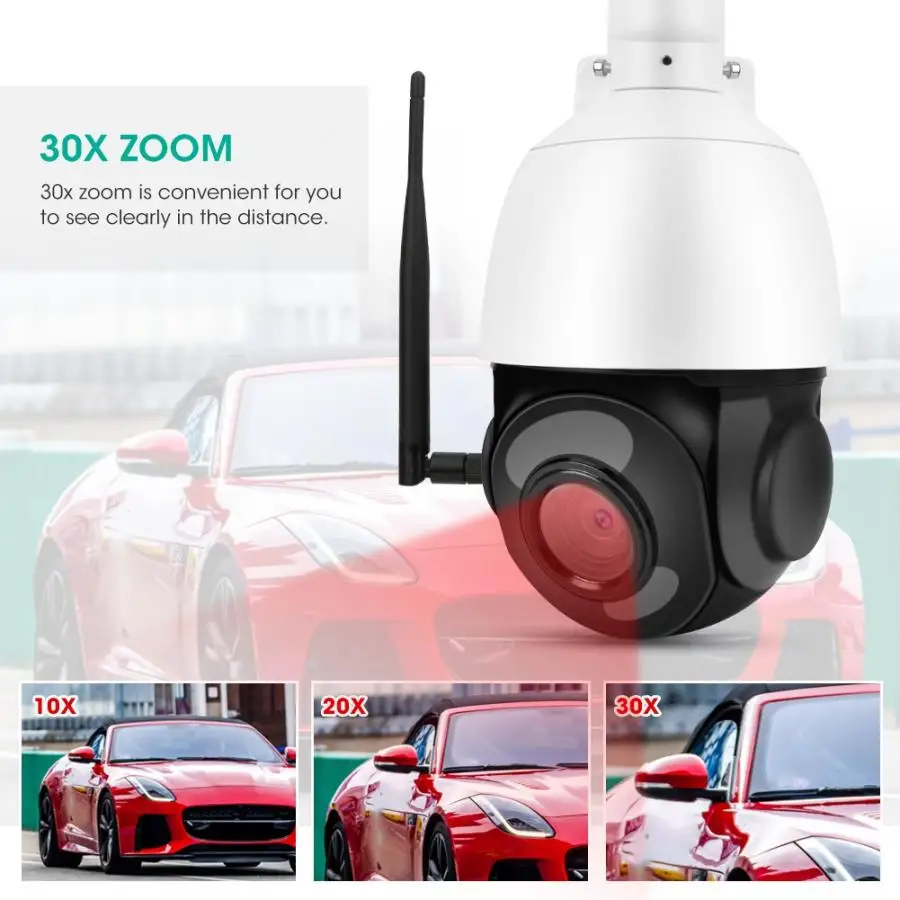 Водонепроницаемая купольная PTZ камера с 30 кратным увеличением Wi Fi 1080P IP66 ночным