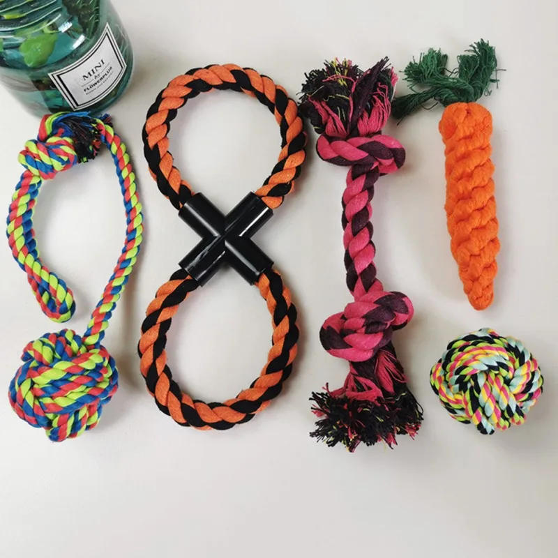 

5pcs Bite Resistant Pet Dog Chew Toys for Large And Medium Dogs Cleaning Teeth Puppy Dog Rope Knot Ball Toy Playing Pet Toys