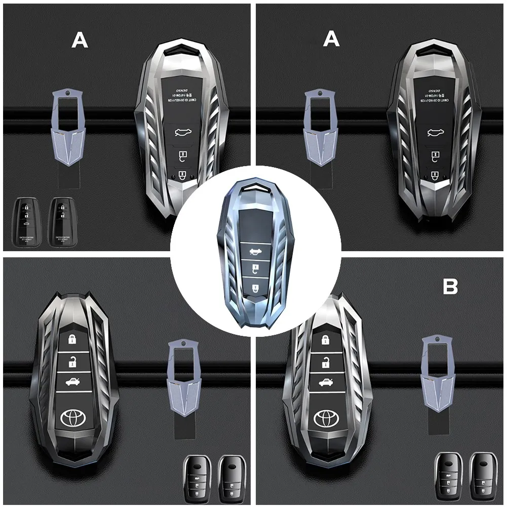 

1pc Key Shell For Toyota Highlander 2020-2022 Chrome Metal Zinc Alloy Car Key Case Cover For Protecting Key Practical Tools