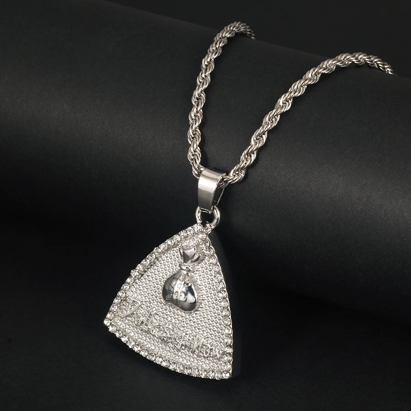 $ Символ доллара сумка для денег ожерелье с подвеской со льдом модные подвески