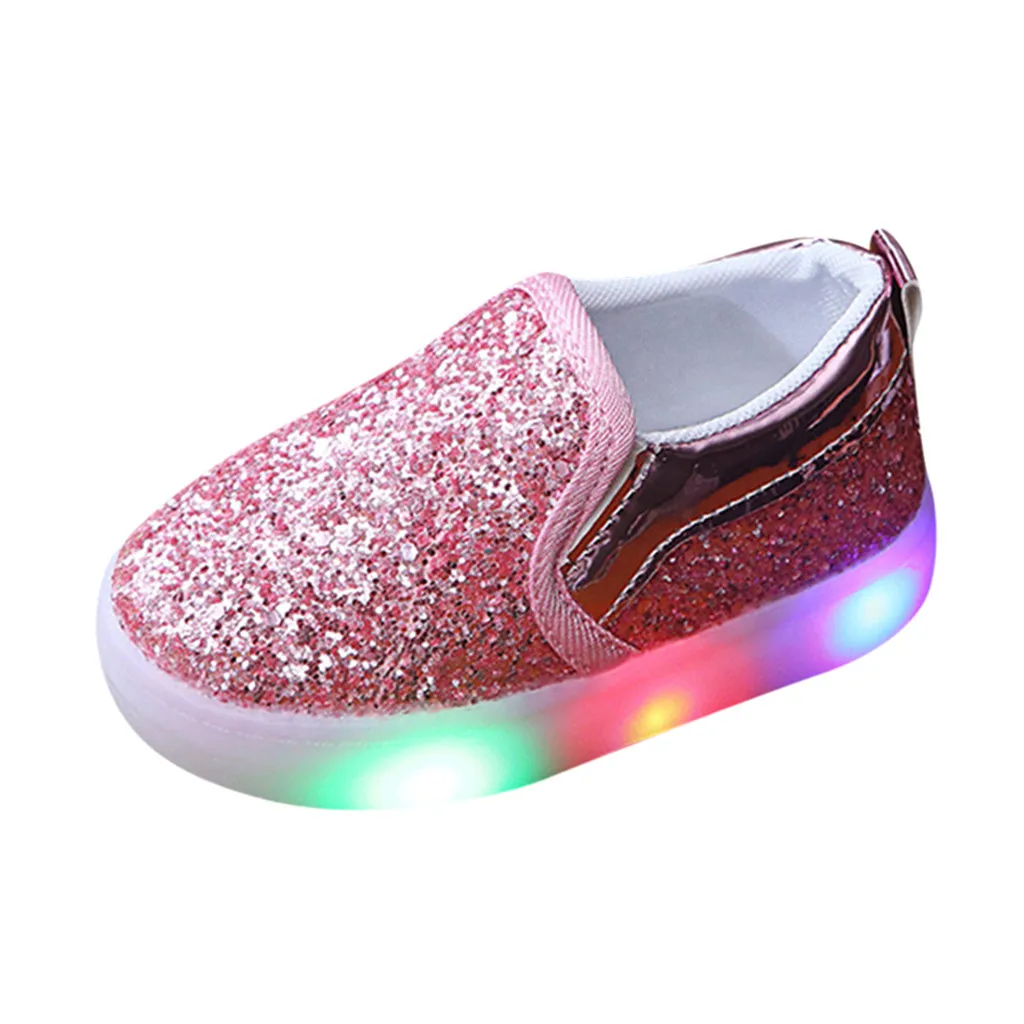 Новая модная детская спортивная обувь с подсветкой для маленьких мальчиков и девочек визжит цветок бабочка светодиодная Люминесцентная спортивная обувь 25#3