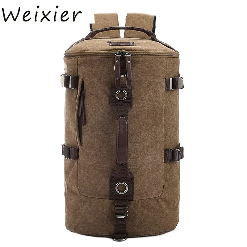 

WEIXIER 2019 High quality Large Capacity Man Travel Bag Mountaineering Backpack Men Bags Canvas Bucket Shoulder Backpack V1-54