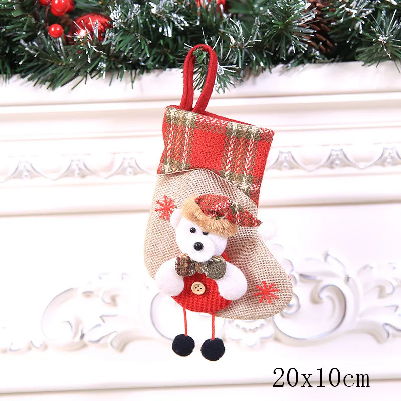 style 9-32-bear Подарочный Рождественский чулок сумки год Детские Рождественские украшения для подарков для дома с утолщённой меховой опушкой, хороший декор натальное дерево украшения Noel "сделай сам" - Цвет: style 9-32-bear