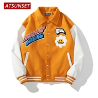 atsunset fried egg embroidery hip hop baseball jacket harajuku retro varsity jacket fashion casual cotton coat streetwear tops