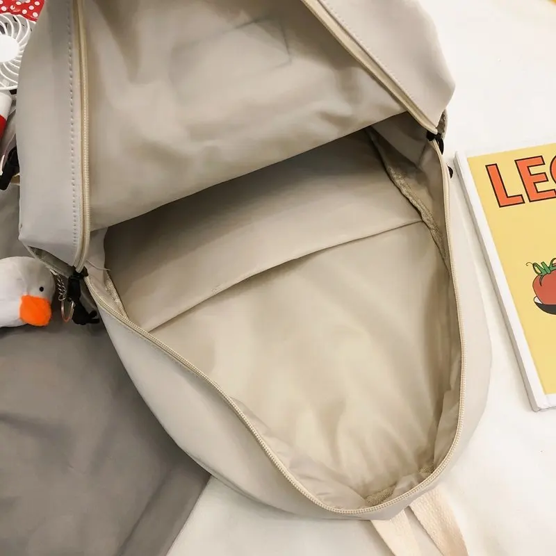 

EnoPella Women Waterproof Nylon Backpack Solid Color Men Large Capacity Schoolbag Laptop College Black Travel Bag Mochila