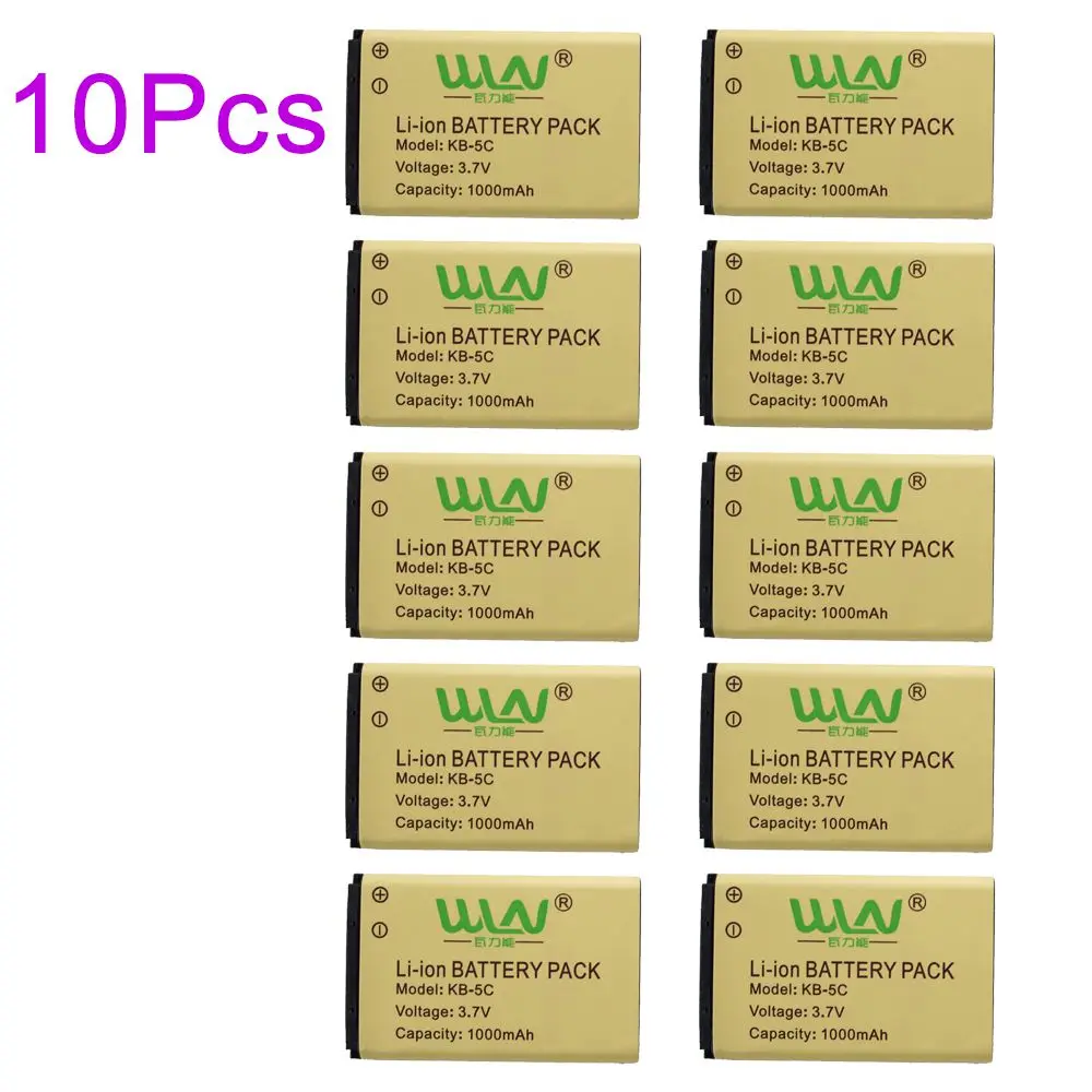 10pcs-pack KB-5C WLN KB-5C 1000 мА/ч, литий-ионный аккумулятор Батарея для WLN иди и болтай Walkie Talkie “иди и KD-C1 KD-C2 KD-C10 KD-C50 KD-C51 KD-C52 RT22 Zastone X6 радио - Цвет: 10pcs-pack KB-5C
