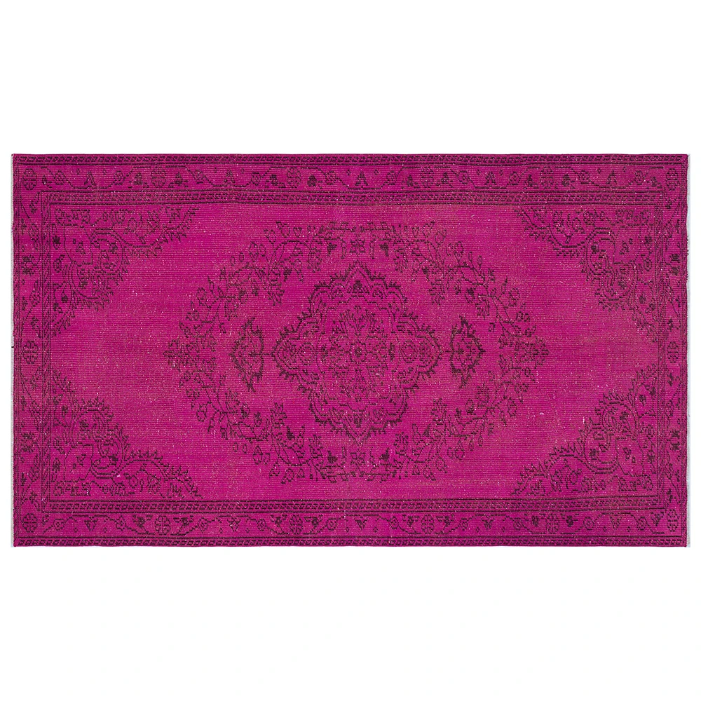 

1337 - Turkish Real Fuschia handmade Wool Rug, Unique Area Rug Livingroom Bedroom Kitchen Rug,